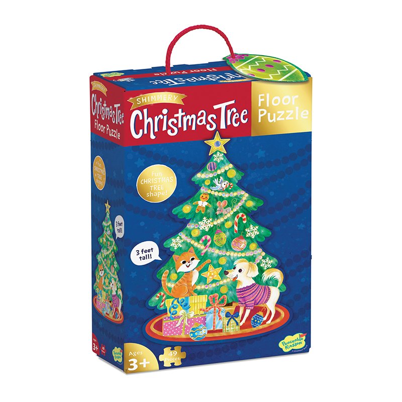 Peaceable Kingdom: Floor Puzzle Christmas Tree 49 Pieces