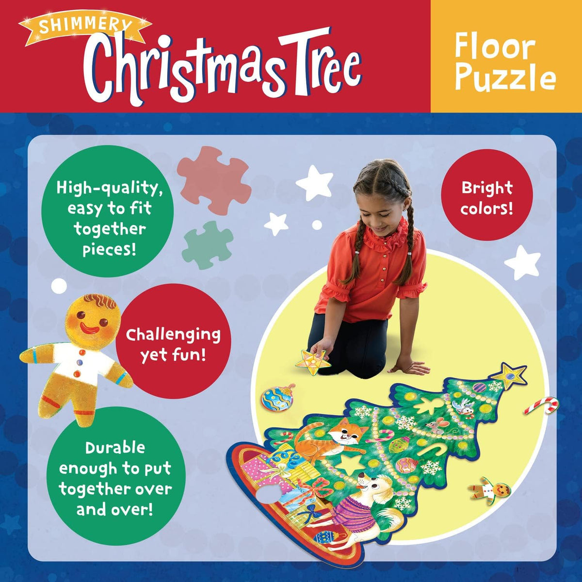 Peaceable Kingdom: Floor Puzzle Christmas Tree 49 Pieces