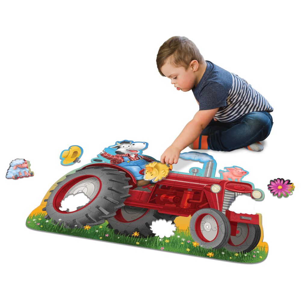 Peaceable Kingdom: Floor Puzzle Tractor 47 Pieces
