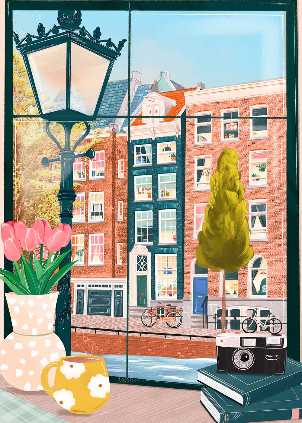 Pieces & Peace: Amsterdam from A Coffee Shop Mini Puzzle - 500 Pieces