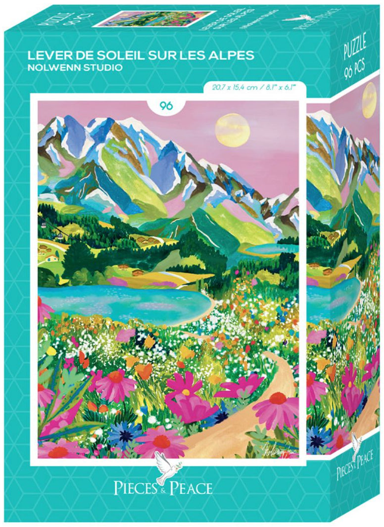 Pieces & Peace: Sunrise Over the Alps Mini Puzzle - 96 Pieces