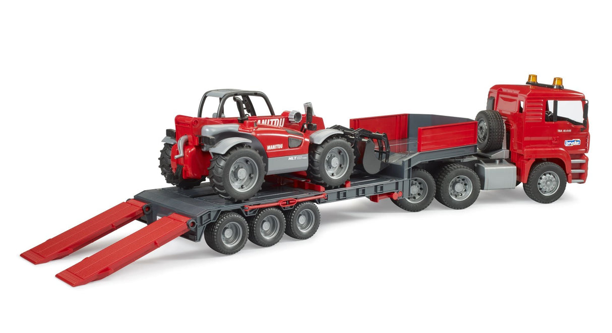 Bruder: Man Low Loader Truck With Manitou Telescopic Loader