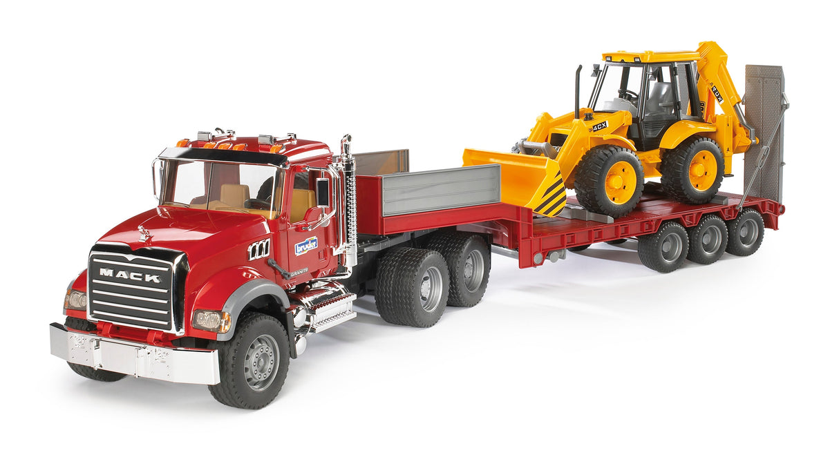 Bruder: MACK Granite Low Loader With JCB Backhoe