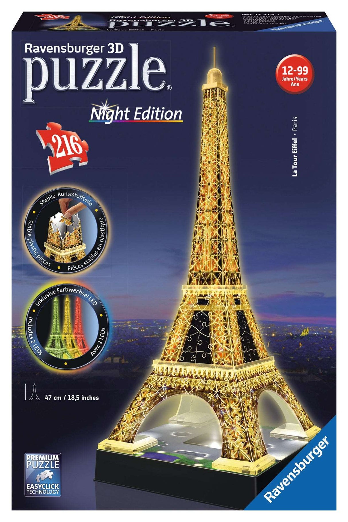 Ravensburger: 3D Puzzle Eiffel Tower by Night - 216 Piece