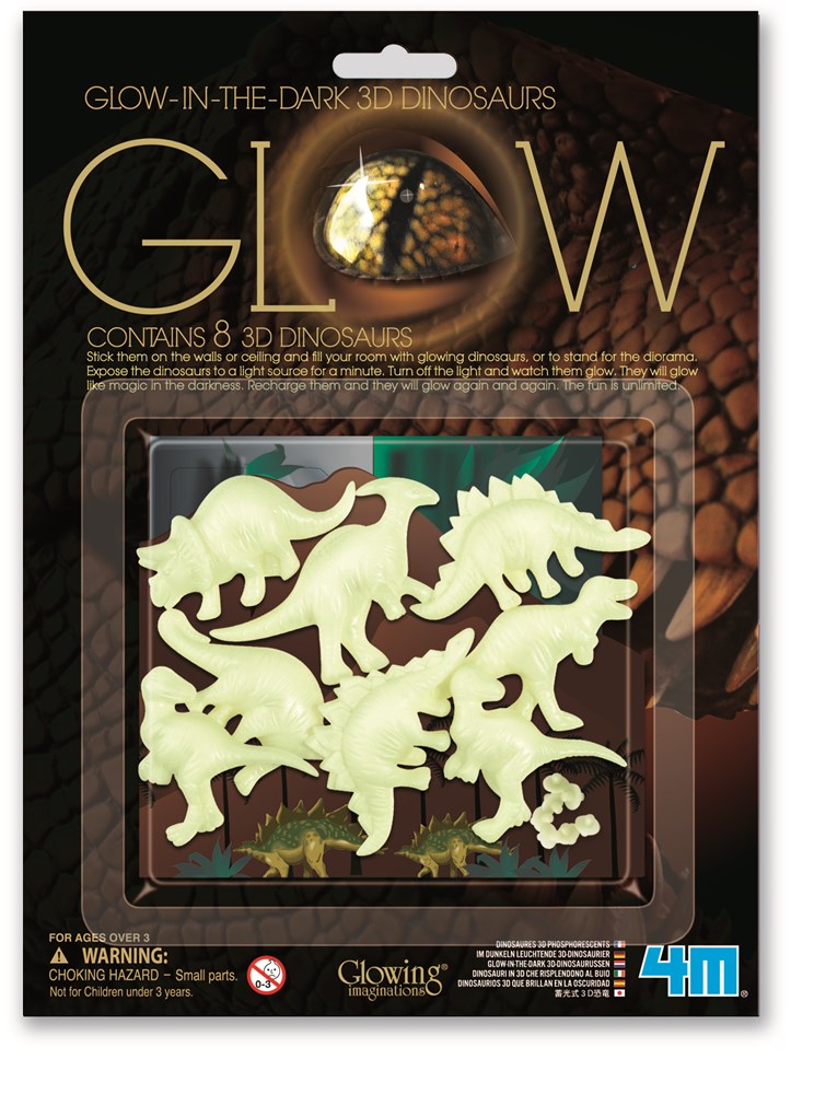 4M: Glow in the Dark 3D Dinosaurs 8 Pack