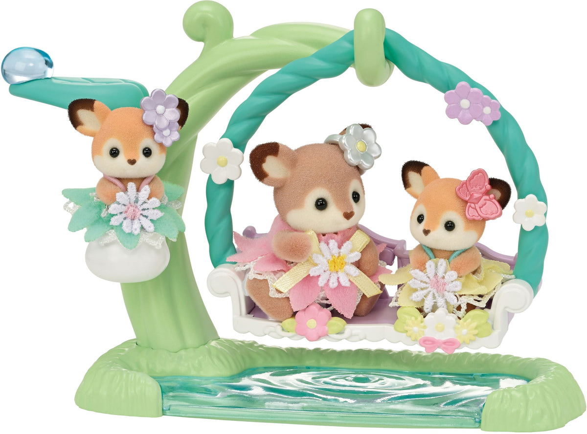 Sylvanian Families Deer Babies Floral Swing Set