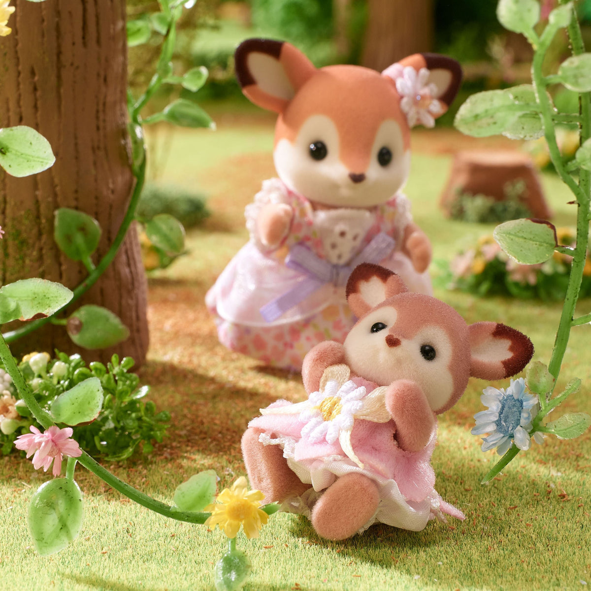 Sylvanian Families Deer Babies Floral Swing Set
