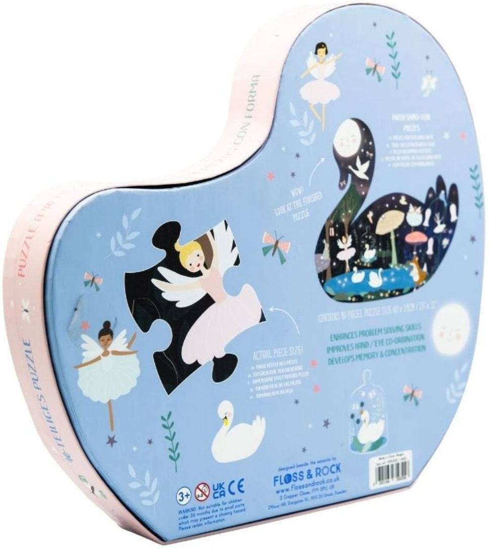 Floss & Rock - 40pc Swan Shaped Puzzle in Shaped Box - Enchanted
