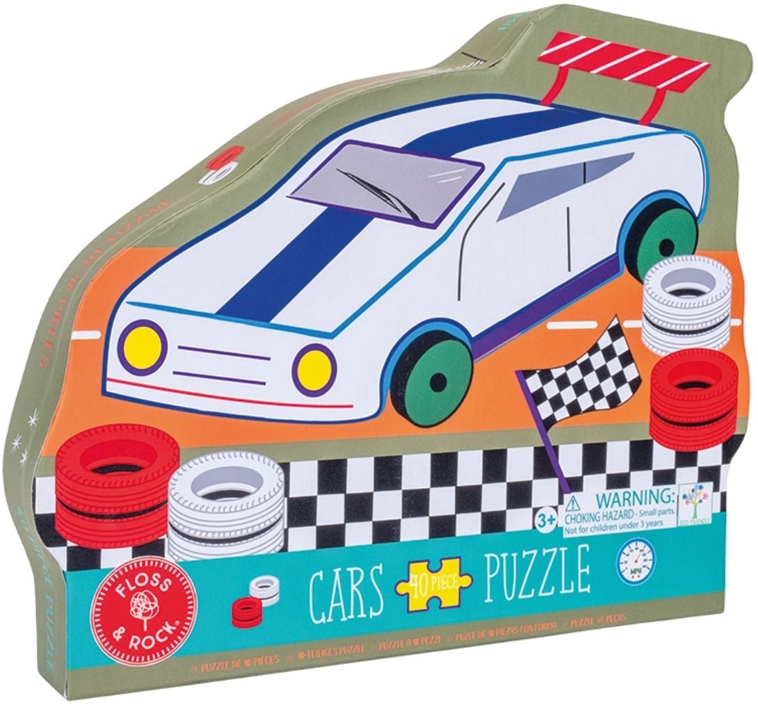 Floss & Rock - 40pc Racing Car Shaped Puzzle in Shaped Box - Cars
