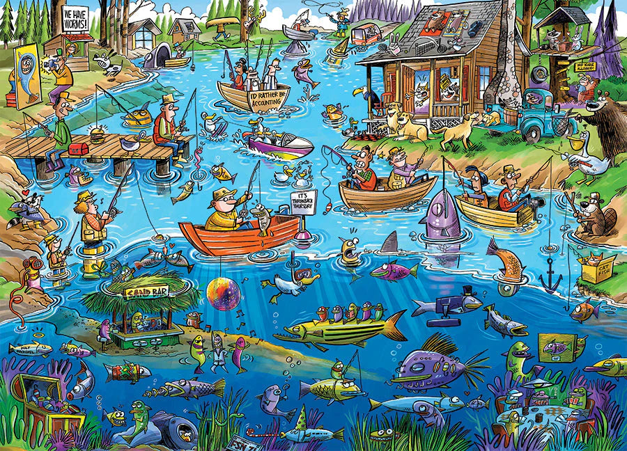 Cobble Hill: Doodle Town Gone Fishing Puzzle - 1000pc