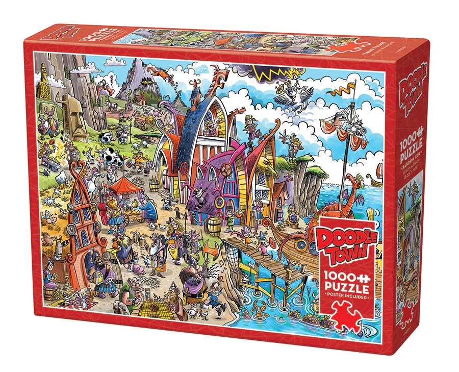Cobble Hill: Doodle Town Viking Village Puzzle - 1000pc