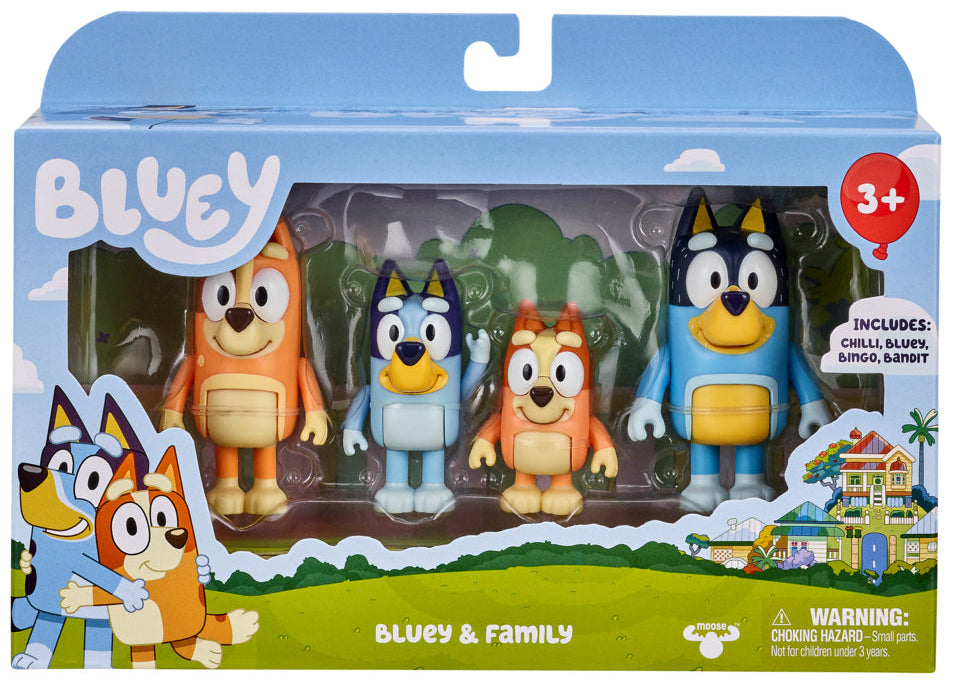 Bluey Figure 4 Pack - Bluey & Family