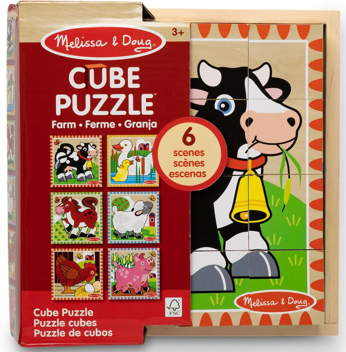 Melissa & Doug: Cube Puzzle: Farm 16 Pieces