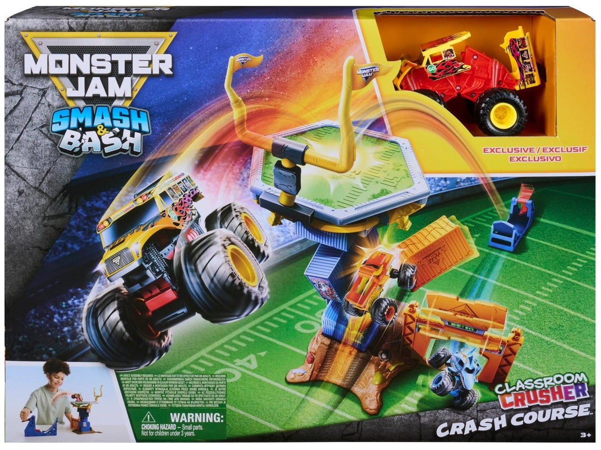 Monster Jam Smash & Bash 1:64 Scale - Classroom Crushers & Crash Course Playset