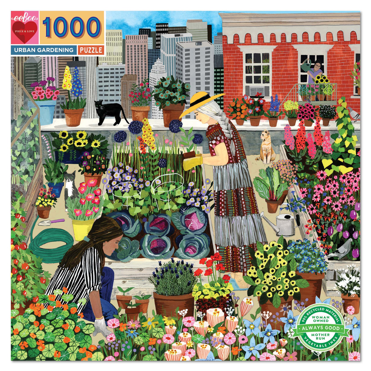 eeBoo: 1000pc Square Puzzle - Urban Gardening