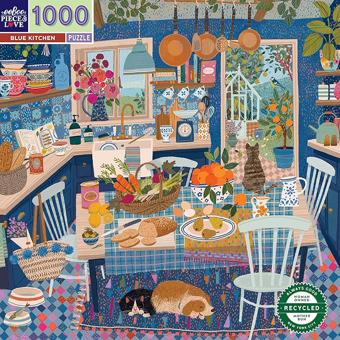 eeBoo: 1000pc Square Puzzle - Blue Kitchen