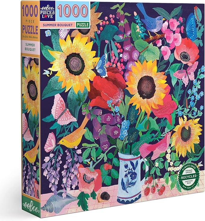 eeBoo: 1000pc Square Puzzle - Summer Bouquet