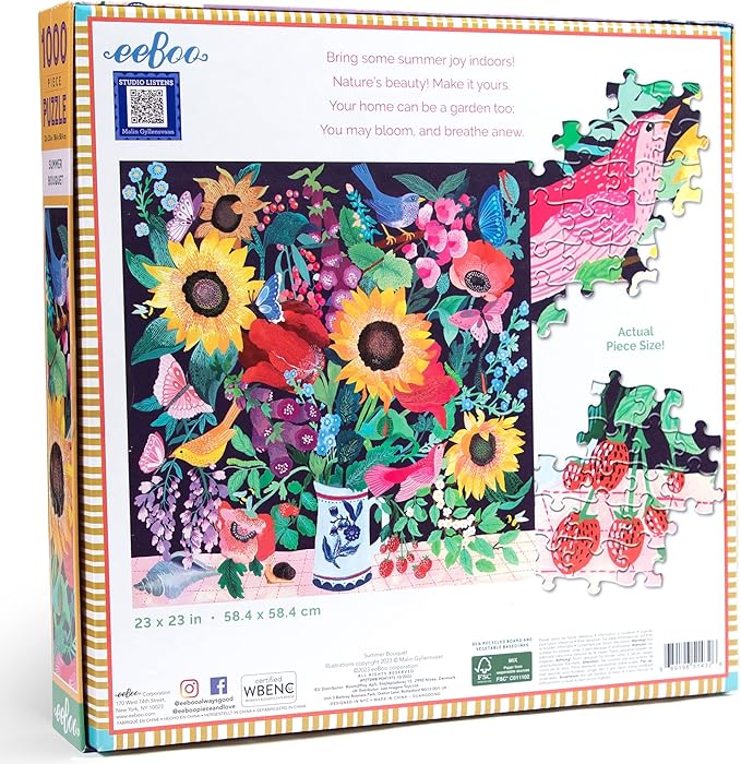 eeBoo: 1000pc Square Puzzle - Summer Bouquet