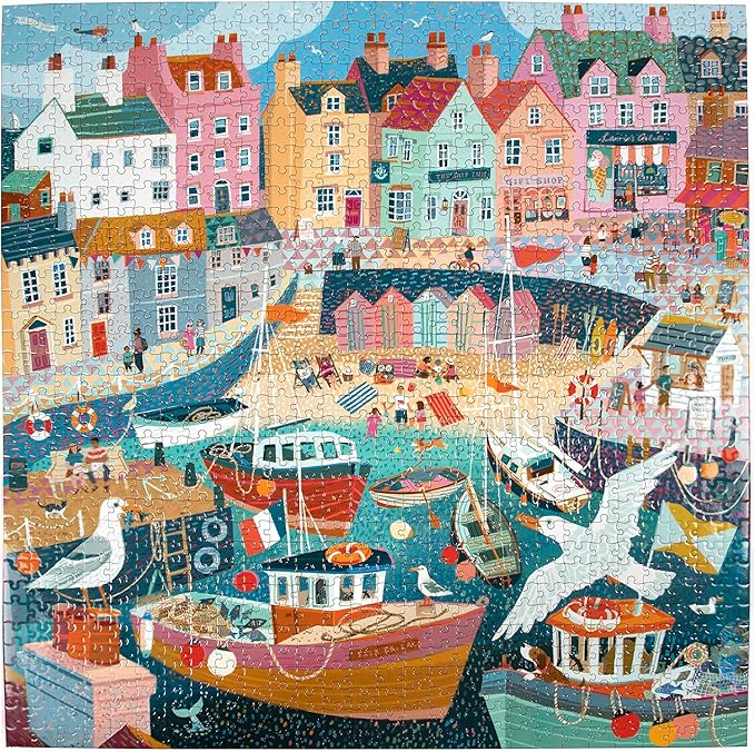 eeBoo: 1000pc Square Puzzle - Seaside Harbor