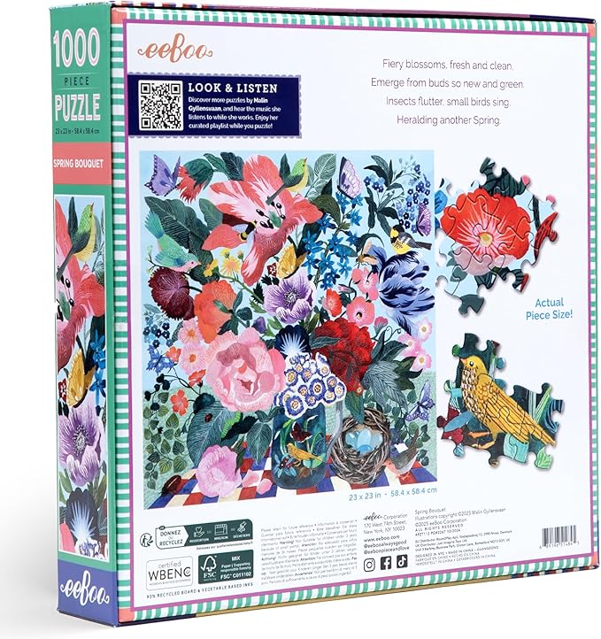 eeBoo: 1000pc Square Puzzle - Spring Bouquet