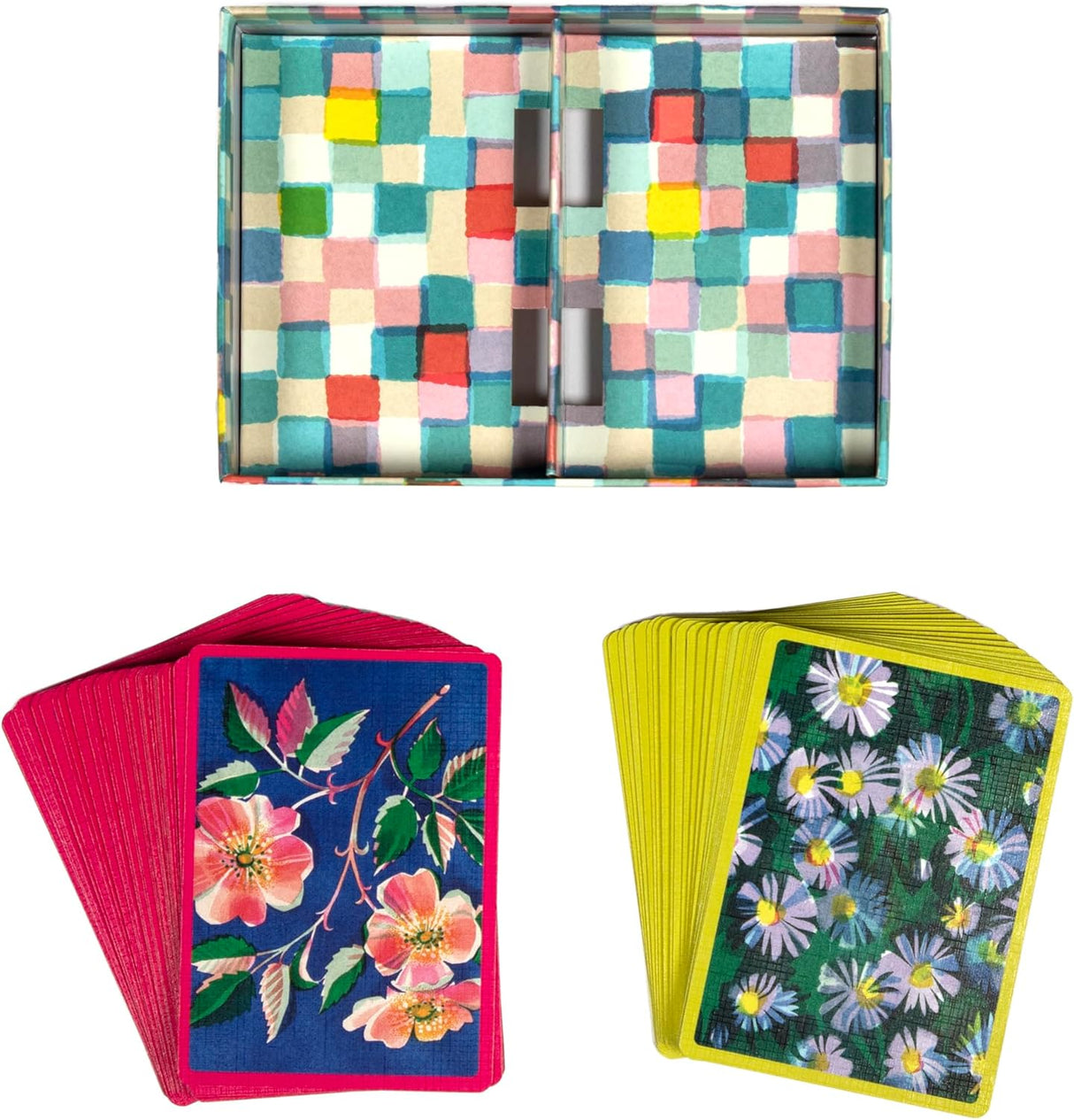eeBoo: Playing Cards - Roses & Asters (Set of 2)