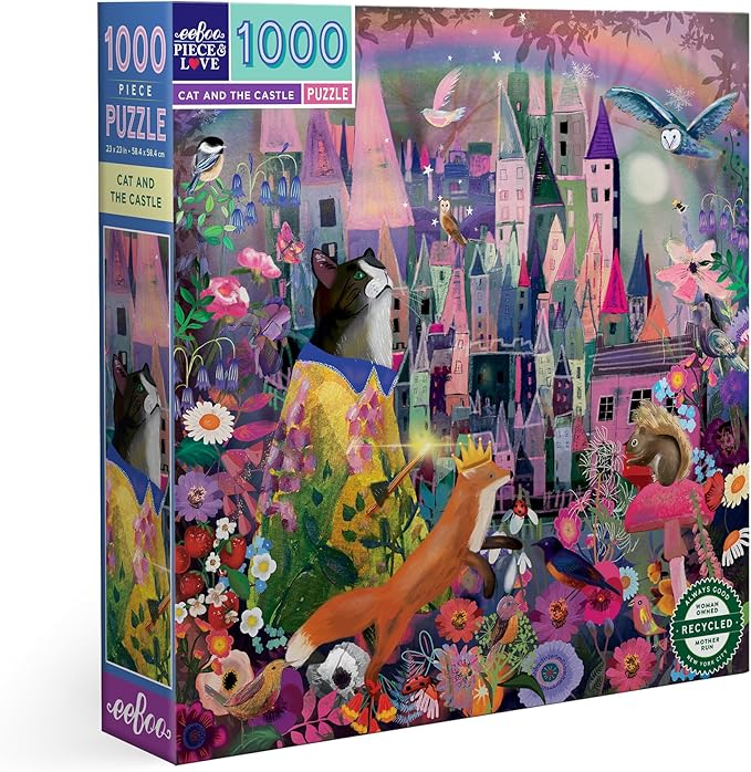 eeBoo: 1000pc Square Puzzle - Cat and the Castle