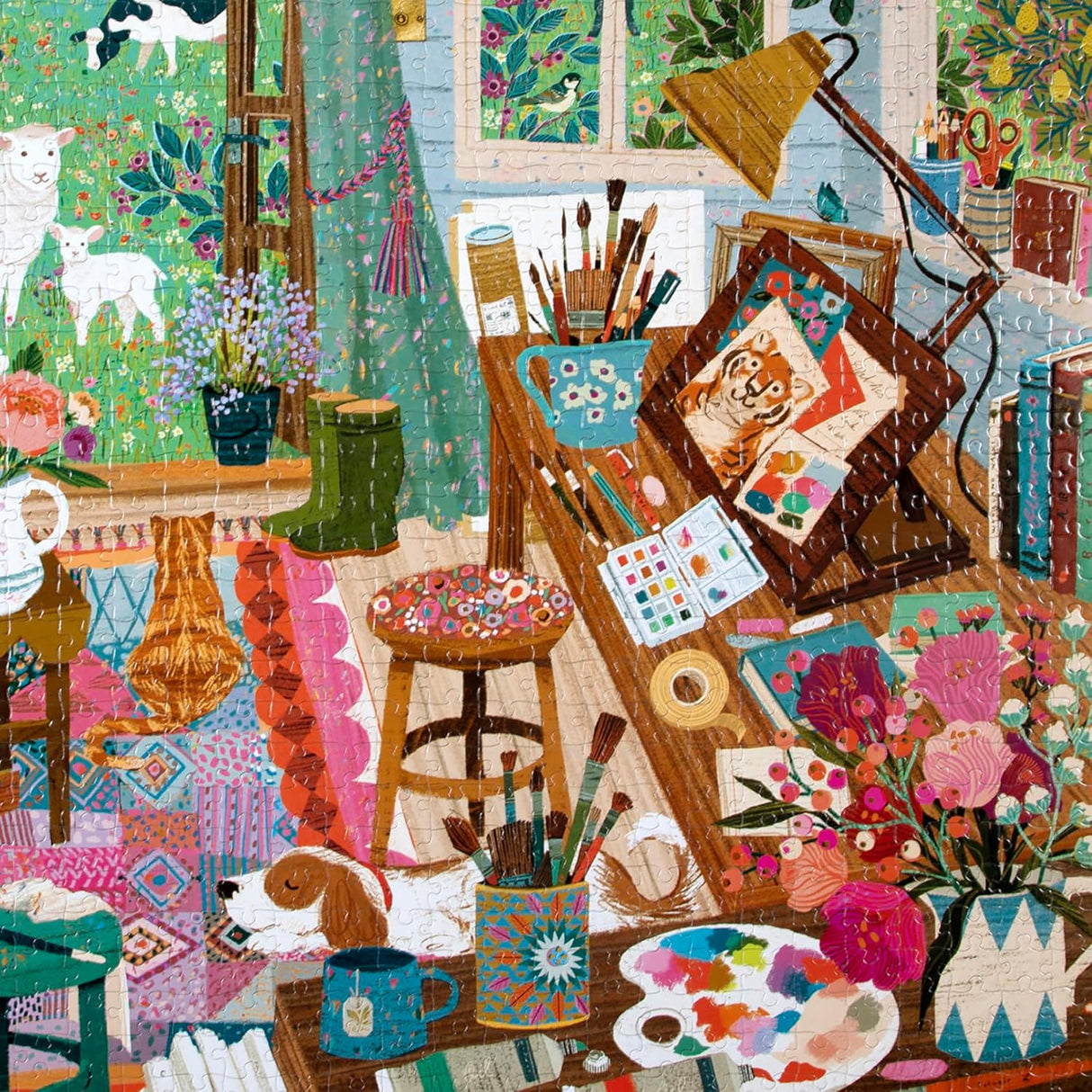 eeBoo: 1000pc Square Puzzle - Artists Cottage 1000