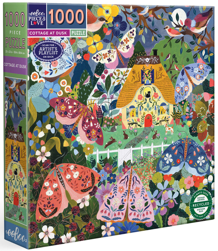 eeBoo: 1000pc Square Puzzle - Cottage at Dusk