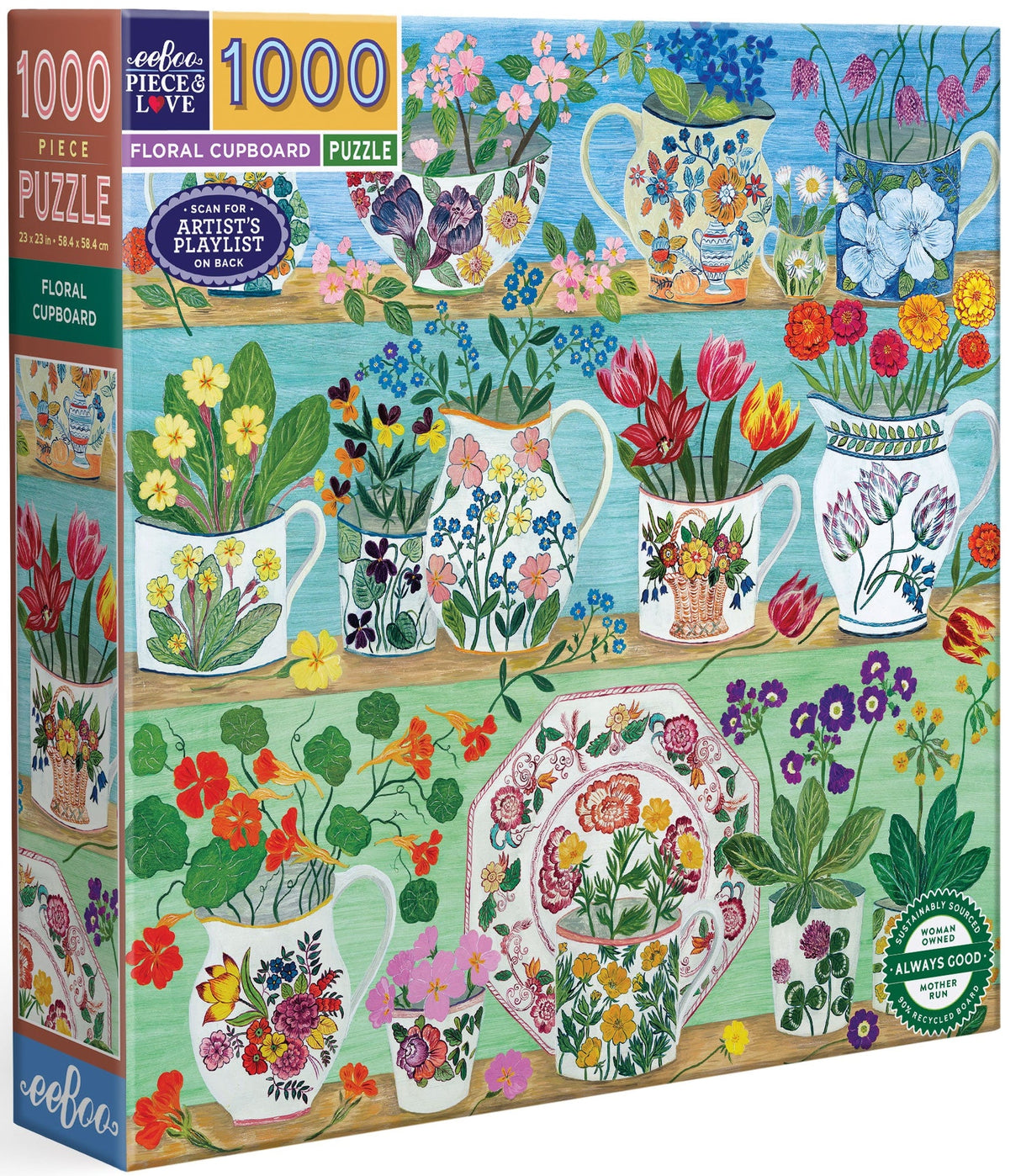eeBoo: 1000pc Square Puzzle - Floral Cupboard