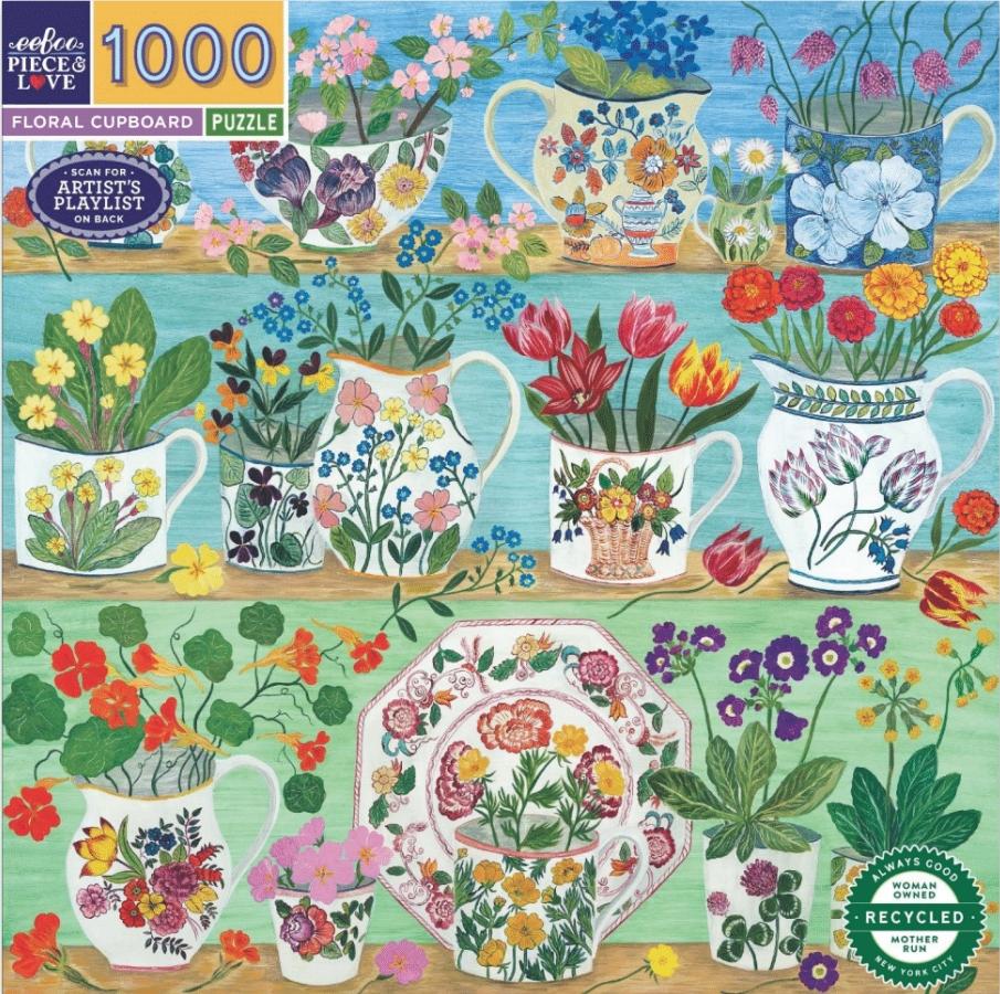 eeBoo: 1000pc Square Puzzle - Floral Cupboard