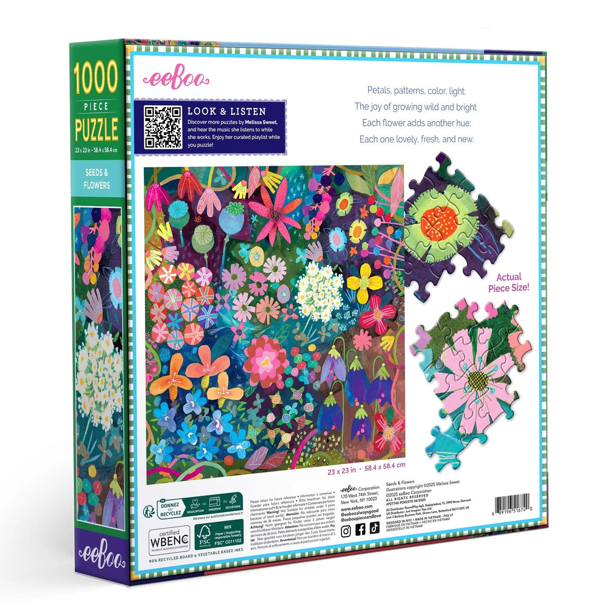 eeBoo: 1000pc Square Puzzle - Seeds & Flowers