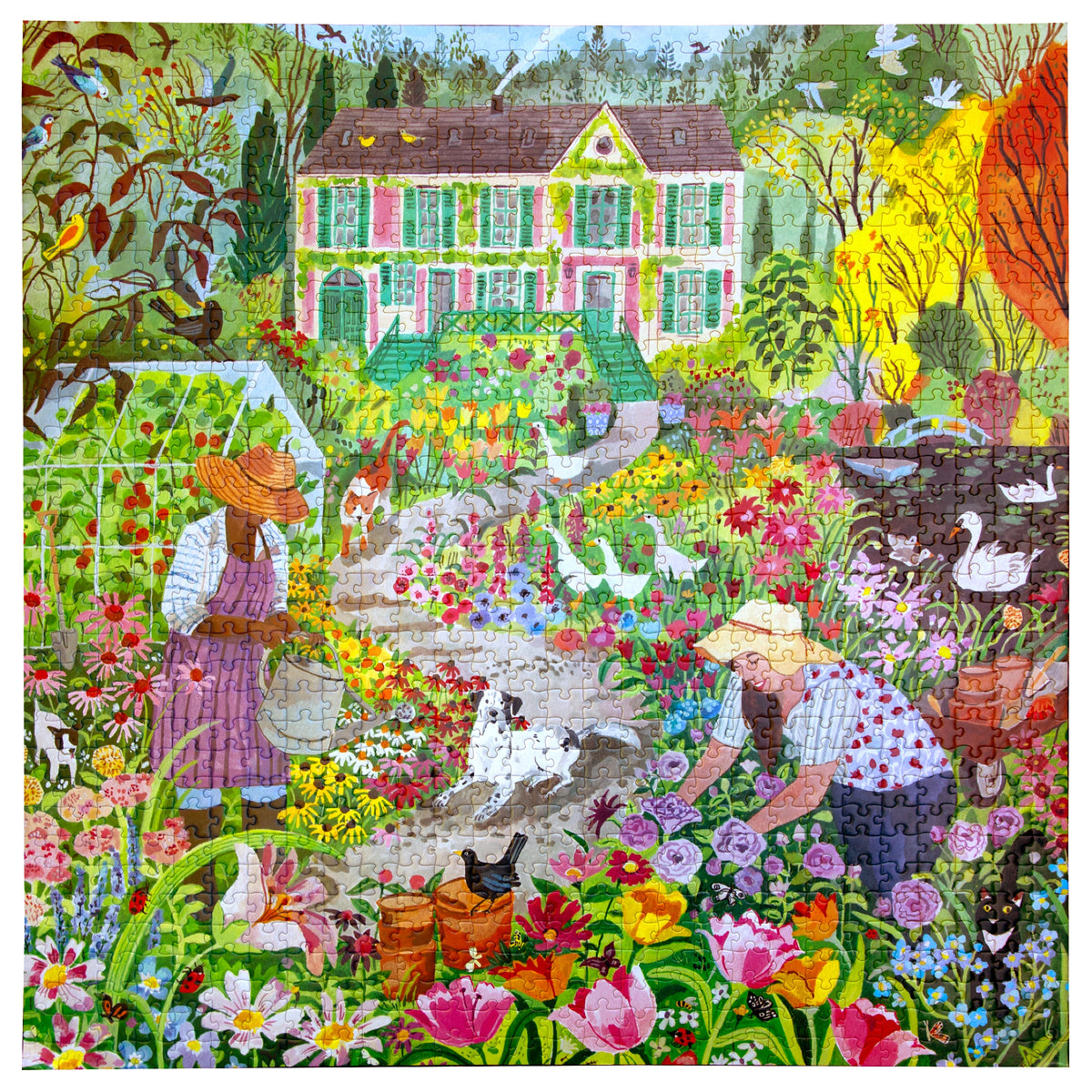 eeBoo: 1000pc Square Puzzle - French Flower Garden