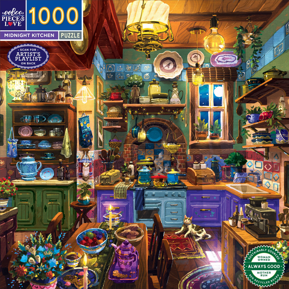 eeBoo: 1000pc Square Puzzle - Midnight Kitchen