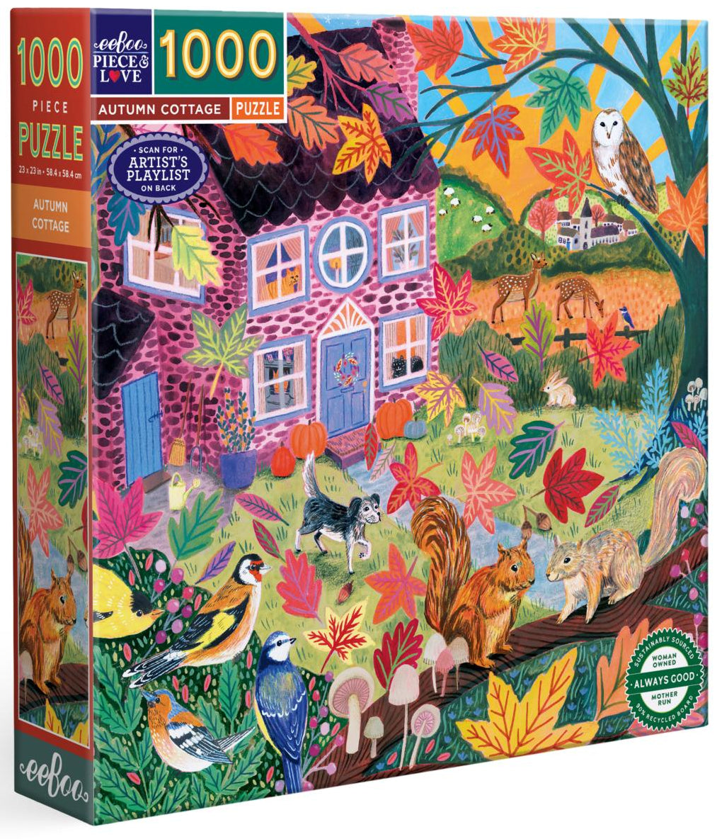 eeBoo: Autumn Cottage Square Puzzle - 1000pc