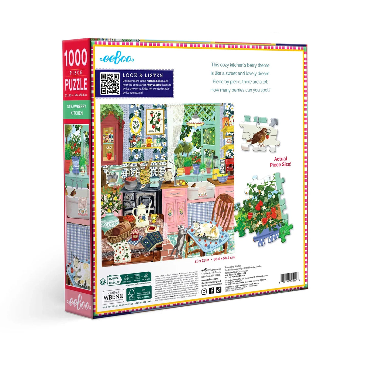eeBoo: Strawberry Kitchen Square Puzzle - 1000pc