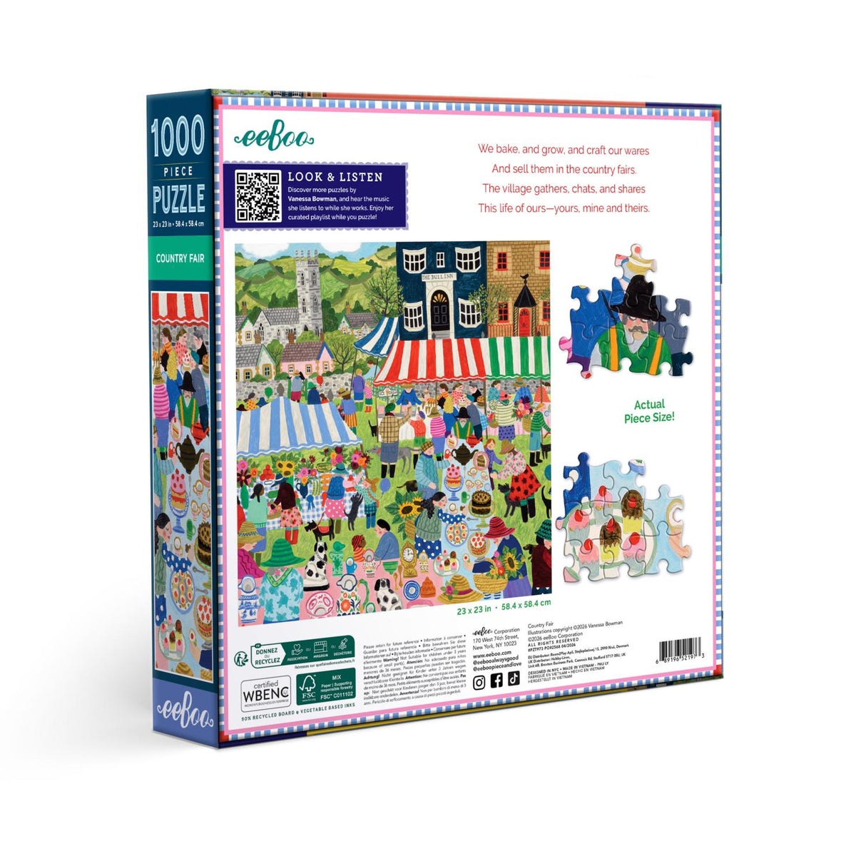 eeBoo: Country Fair Square Puzzle - 1000pc