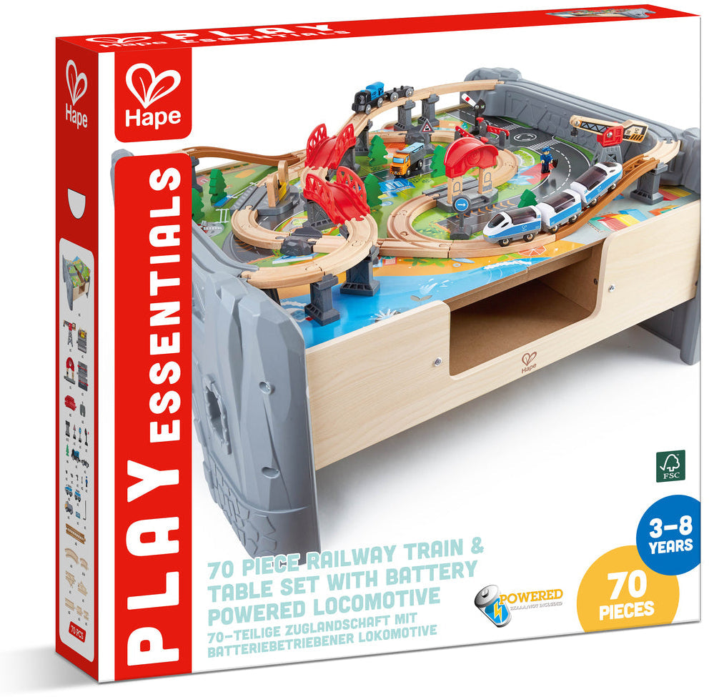 Hape: 70pc Railway Train and Table Set
