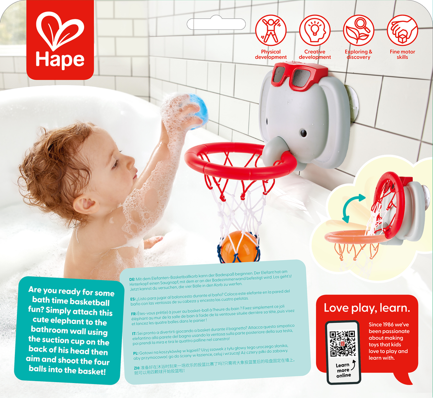 Hape: Bath Time Basketball Elephant Pal