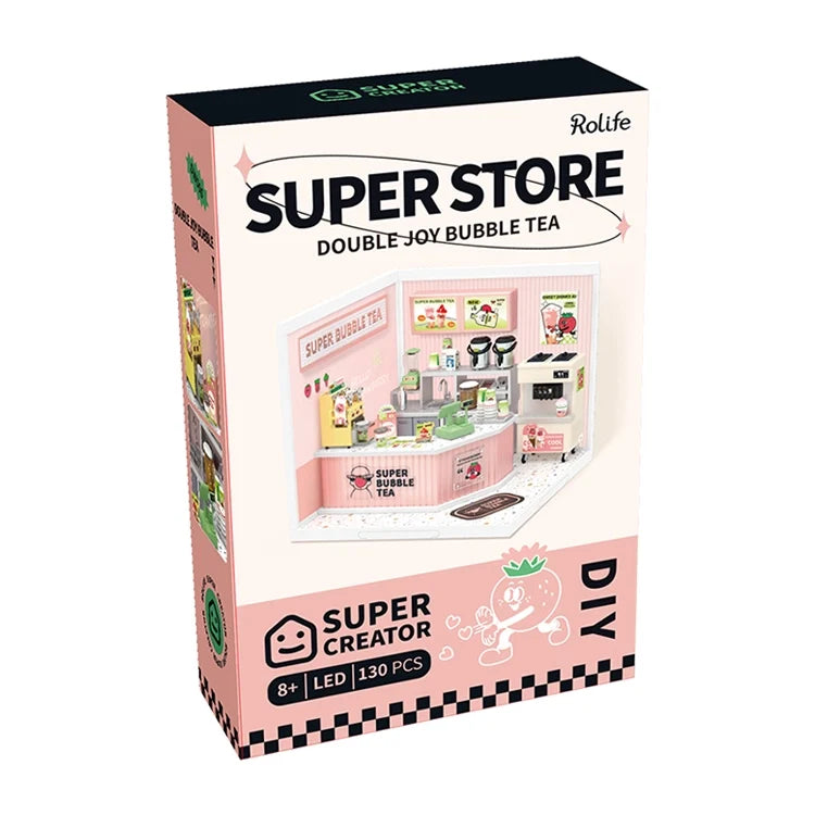 Rolife Double Joy Bubble Tea DIY Plastic Miniature Puzzle - (DW006)