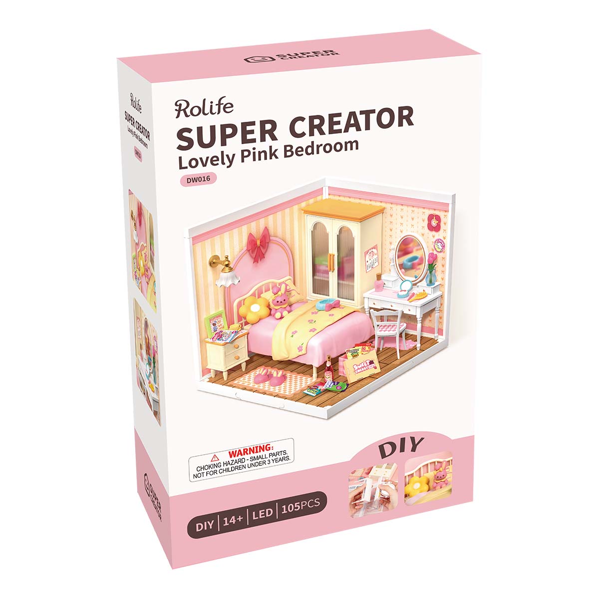 Rolife: Lovely Pink Bedroom - Super Store Plastic DIY Miniature Puzzle