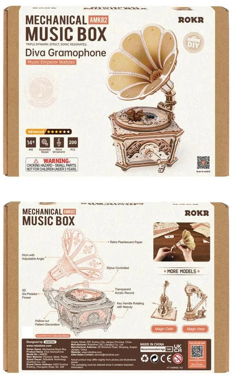 Rokr: Diva Gramophone DIY Miniature Puzzle Kit - (AMK82)