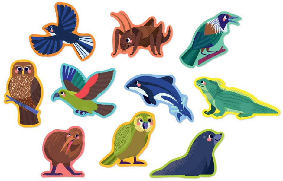 Crocodile Creek: Lets Begin Canister Puzzle - NZ Animals (10 x 2pc)