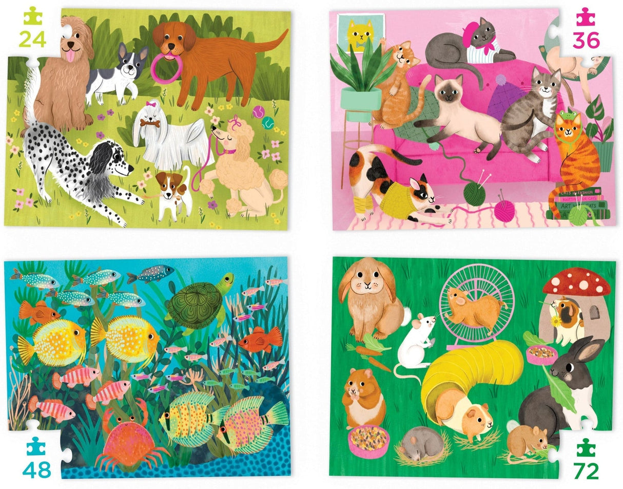 Crocodile Creek: Four Puzzles - Playful Pets (24pc, 36pc, 48pc & 72pc)