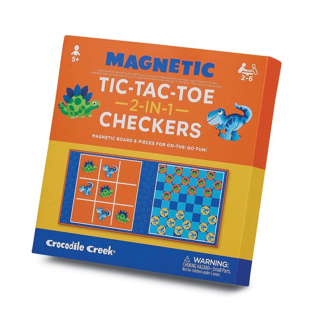Crocodile Creek: Magnetic Tic Tac Toe & Checkers - Dino