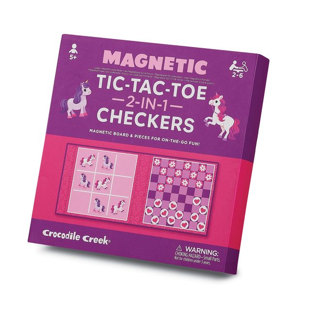 Crocodile Creek: Magnetic Tic Tac Toe & Checkers - Unicorn
