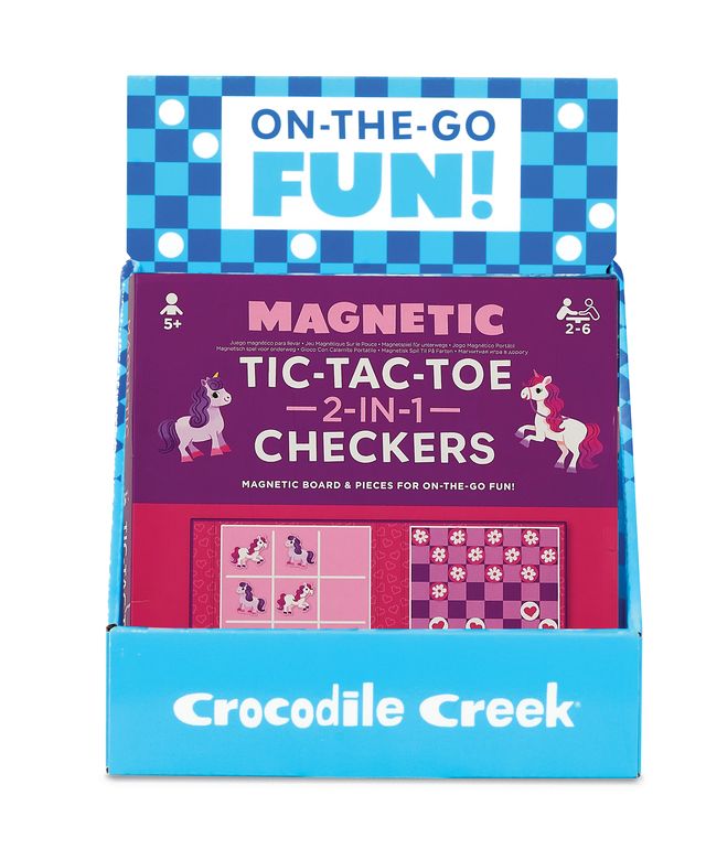 Crocodile Creek: Magnetic Tic Tac Toe & Checkers - Unicorn