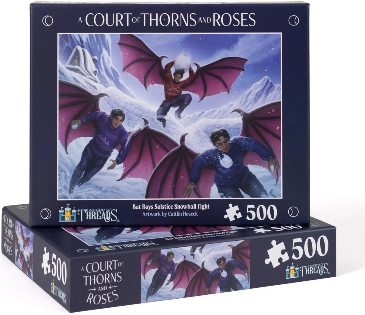 Kingdom of Threads: Bat Boys Solstice Snowball Fight 500-Piece Puzzle | ACOTAR
