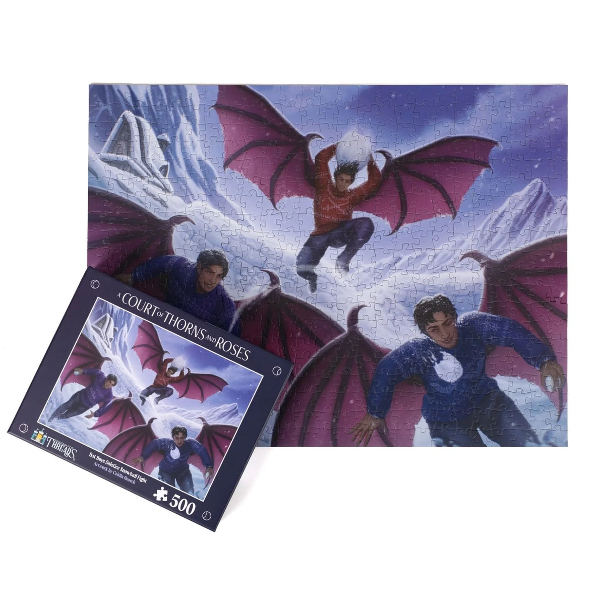 Kingdom of Threads: Bat Boys Solstice Snowball Fight 500-Piece Puzzle | ACOTAR