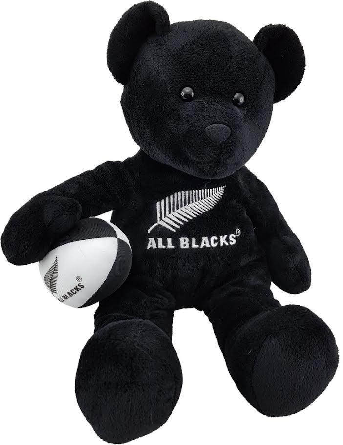 All Blacks: Black Bear with Rugby Ball 40cm