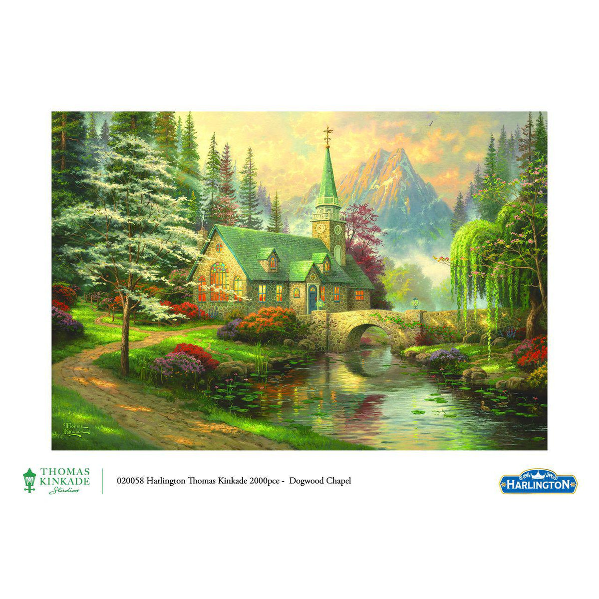 Harlington Thomas Kinkade PQ Dogwood Chapel 2000 pieces